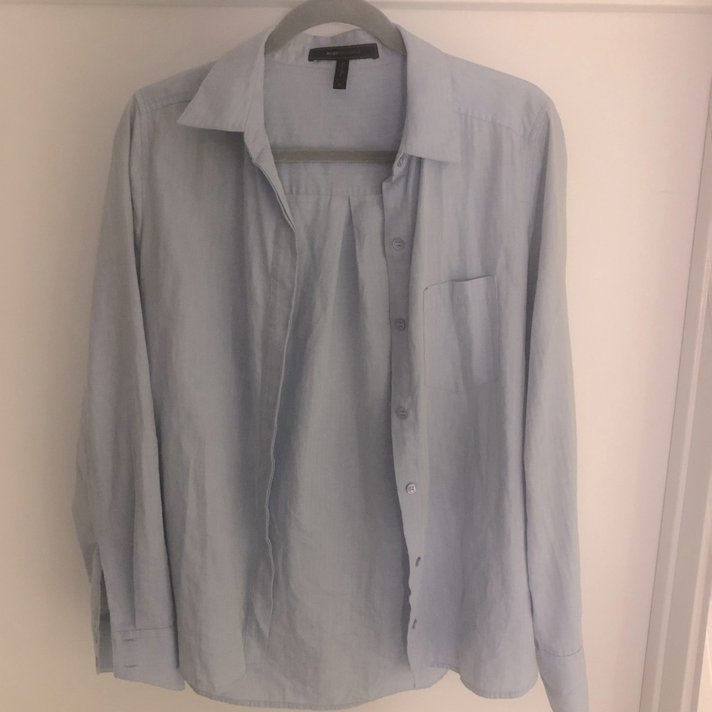 BCBG Maxazria Blue Button Down Top